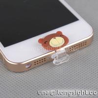 cartoon bear Home Button Sticker Dust Plug For Iphone 5
