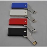 metal key usb flash drive with twist leather case