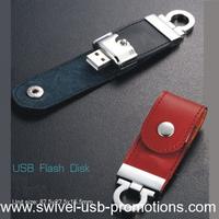 leather promotional usb with snap open case 