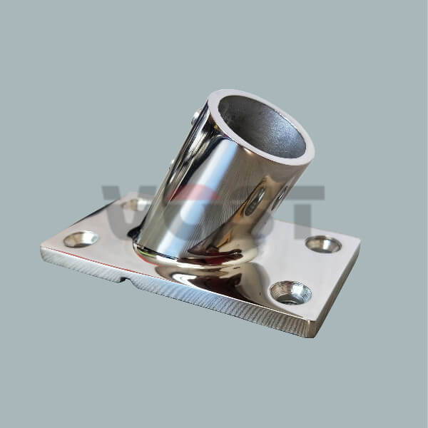 OEM Stainless steel yacht rectangular pipe stanchion base marine hardware 60 degree 