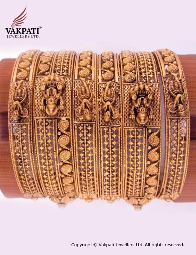 22K Antique Bangles Set (6 pcs)