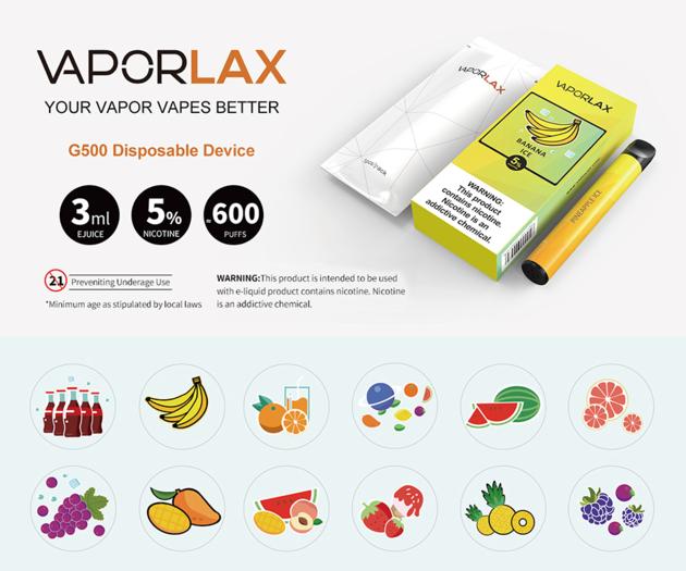 VAPORLAX Disposable Pod Device 500mAh 800puff