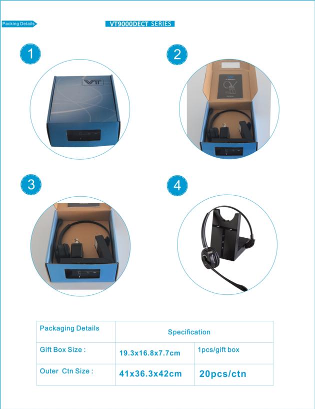 Wireless VT9000 DECT Headset For Computer