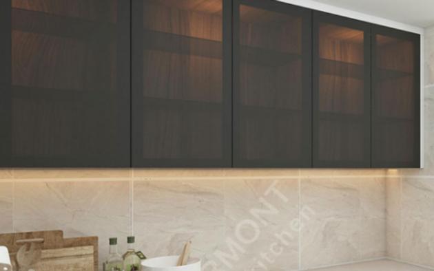 Glass Door Contemporary Kitchen Cabinet