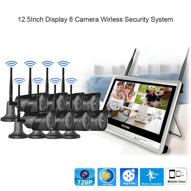 12.5 inch Disdplay 8 camera Wireless Security system