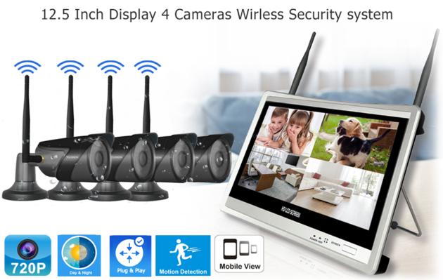 12.5 inch Disdplay 4 camera Wireless Security system