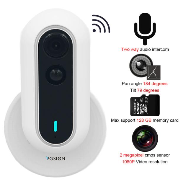 2 megapixel cmos sensor 1080P Video resolution PIR Wifi Network Cube panorama Camera