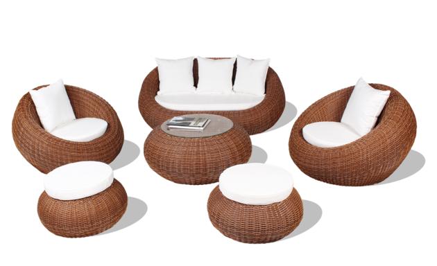 POLY RATTAN FURNITURE COCONUT SOFA SET