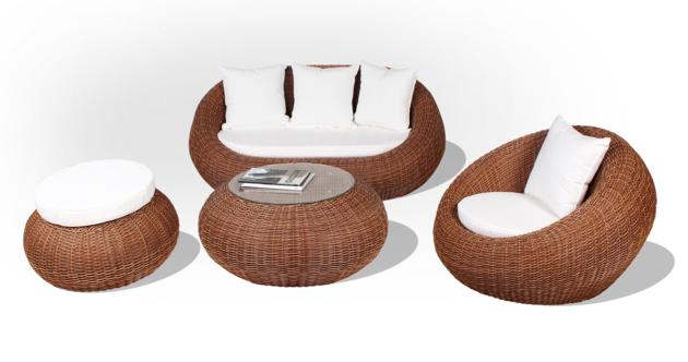 POLY RATTAN FURNITURE COCONUT SOFA SET