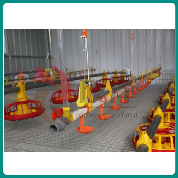 Poultry floor rearing watering and feeding line