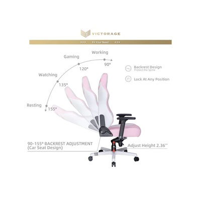 VICTORAGE Premium PU Leather Computer Gaming Chair Home Chair (Pink)