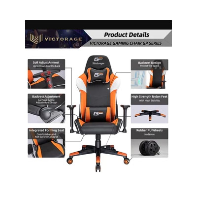 VICTORAGE Alpha Series Ergonomic Design Gaming Chair(Orange)