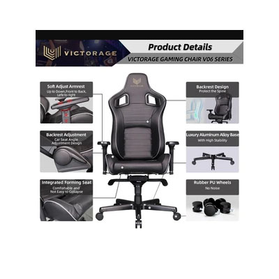 VICTORAGE Bravo Series PU Leather Luxury Office Chair Home Chair(carbon)
