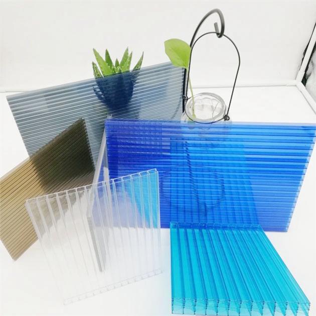 6 mm, 8 mm, 10 mm  Factory direct UV coated four  wall polycarbonate pc hollow sheet