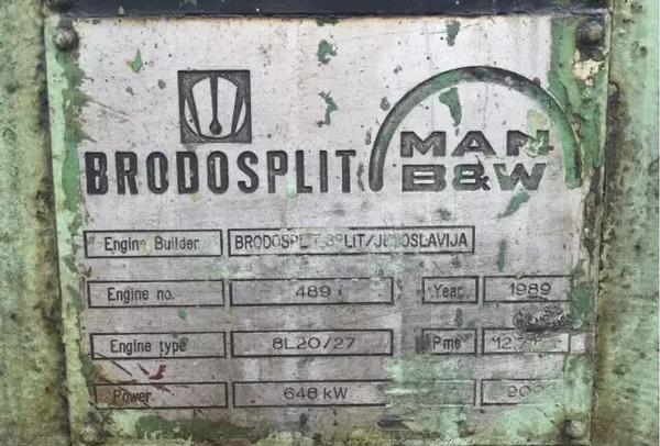 Marine diesel engine set MAN B&W 8L20/27