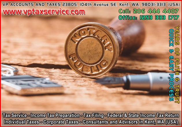 Notary Public Stamp in Kent Wa Seattle
