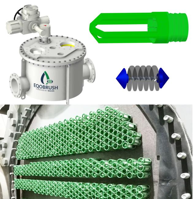 Automatic cleaning to heat exchanger EQOBRUSH online cleaning system