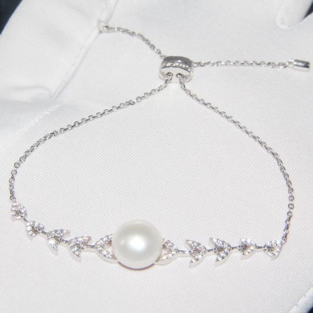 S925 Sterling Silver Diamond Freshwater Pearl