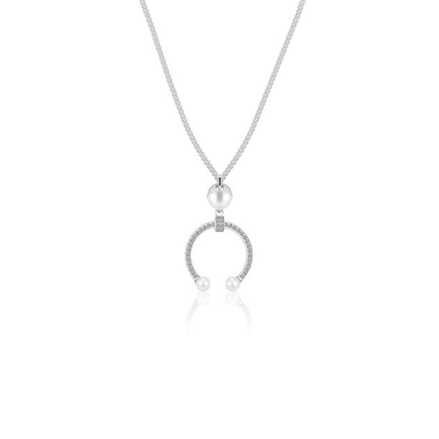 S925 Sterling Silver Crescent Pearl Pendant