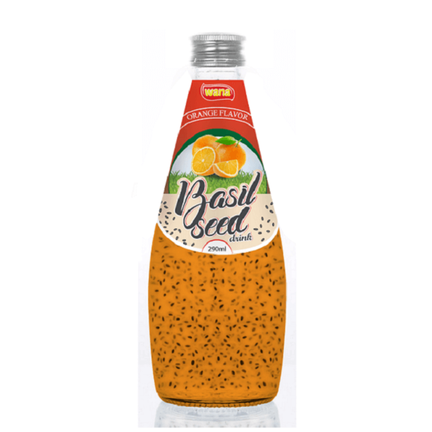 Bottled Basil Seed Drink With Peach