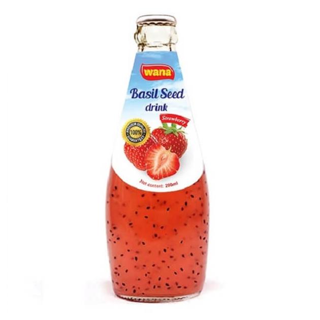 FRESH BASIL SEED IN 290ML GLASS BOTTLE WITH STRAWBERRY FRUIT FLAVOR