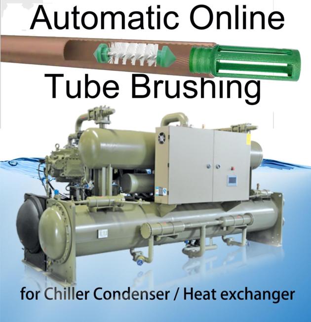 Chiller condenser tubes cleaning EQOBRUSH online cleaning system