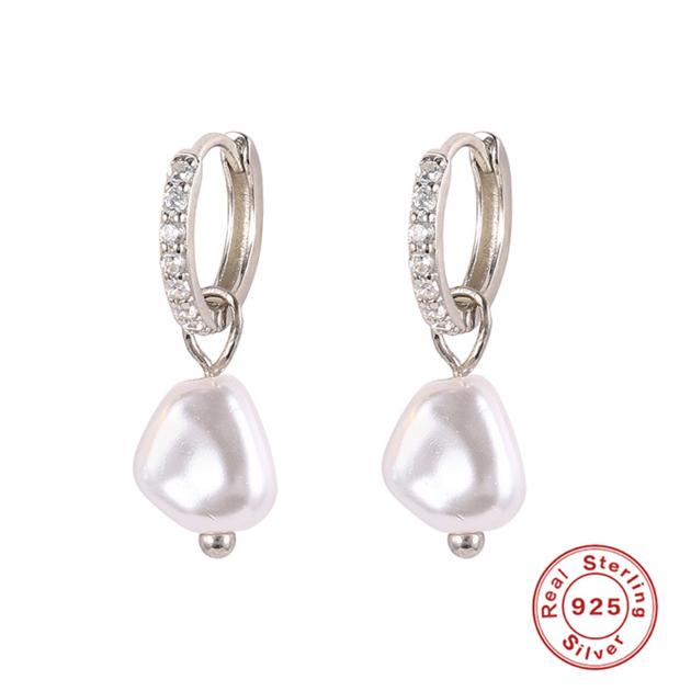 S925 Sterling Silver Baroque Pearl Earrings