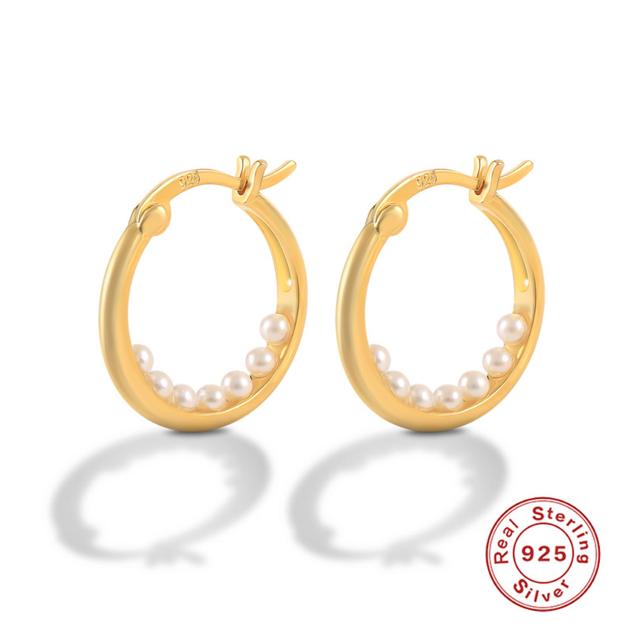 S925 sterling silver earrings light luxury design pearl earrings