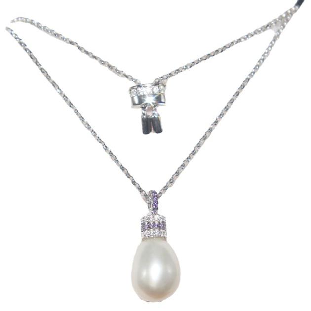 S925 sterling silver necklace women's pearl collarbone chain