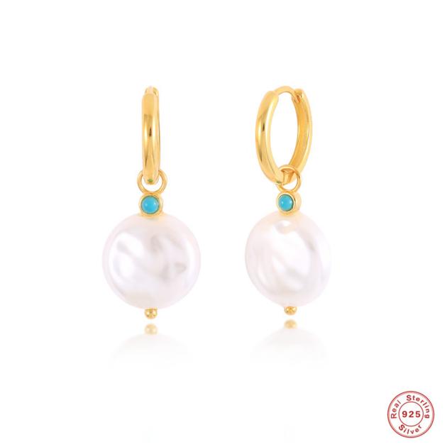 S925 Sterling Silver Baroque Shaped Pearl Earrings