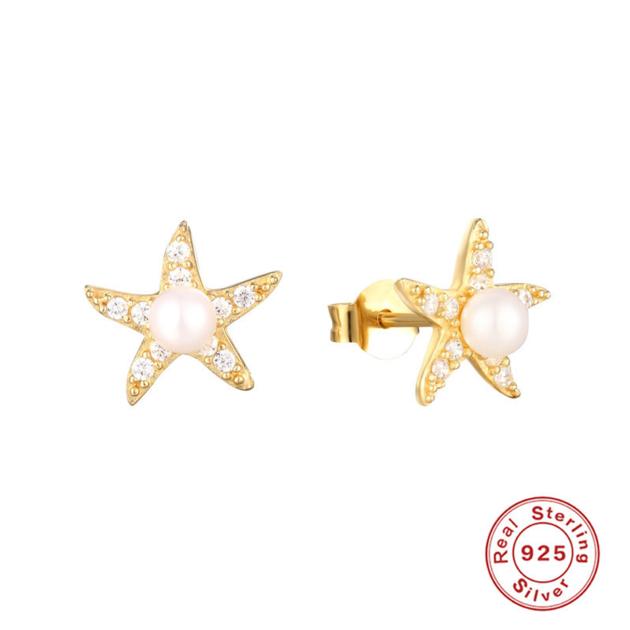 S925 Sterling Silver Starfish Petals Pearl
