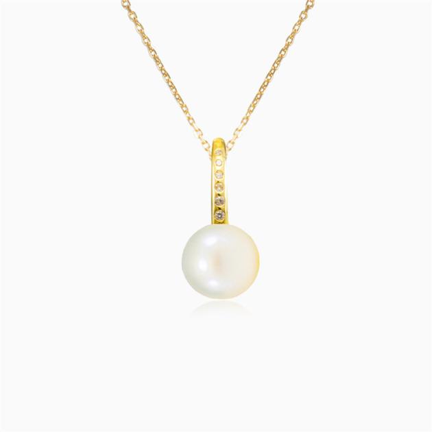 S925 Sterling Silver Simple Daily Versatile Pearl Diamond Necklace