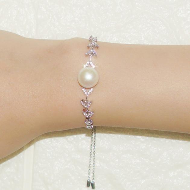 S925 Sterling Silver Diamond Freshwater Pearl