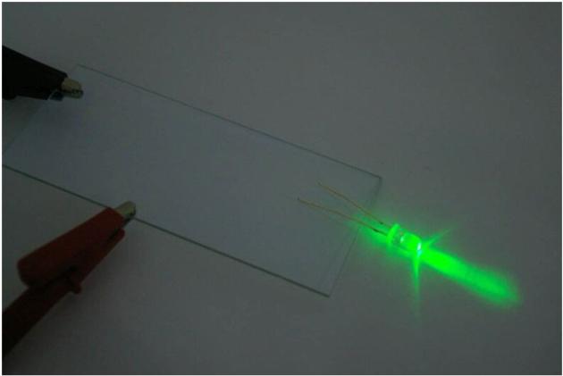 Custom patterned ITO glass circuits, ITO coating, selective etching, substrate cutting, 2um min line
