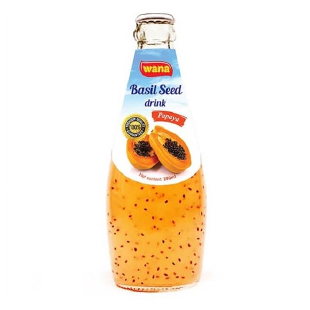 Natural Basil Seed Drink With Papaya Flavor in Bottle 290ml 