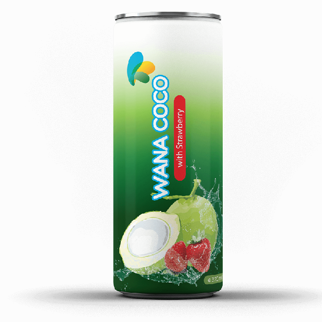 Frozen Coconut Water Manufacturer With Strawberry Flavor in Can 320ml