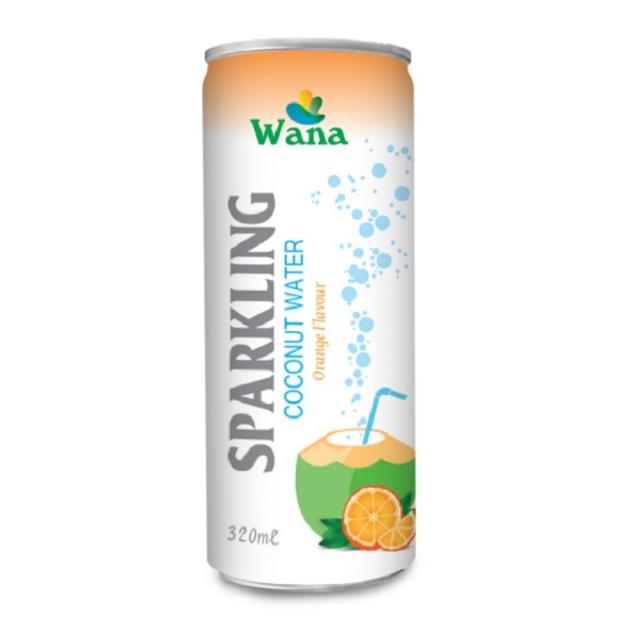 Bulk Sparkling Coconut Water Drink With Orange Flavor in Can 320ml