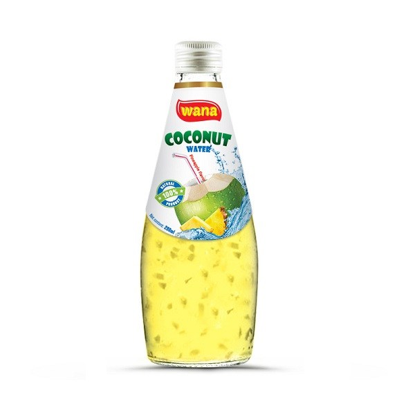 Wholesale Price Pure Coconut Water With Pineapple Juice Flavor in Glass Bottle 290ml