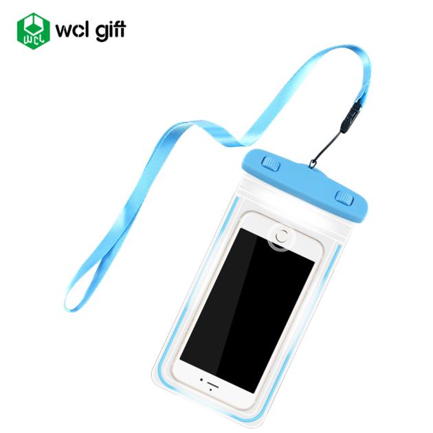 Glow in dark IPX8 waterproof mobile phone bag PVC smart phone pouch