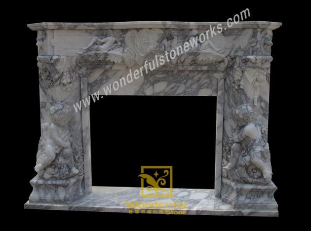 Hand Carved Stone Fireplace Mantel Antique