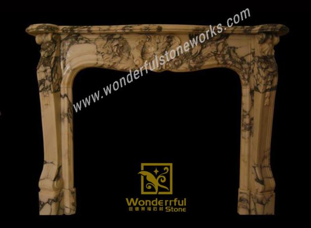 Hand Carved Stone Fireplace Mantel Antique