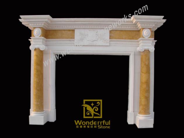 Hand Carved Stone Fireplace Mantel Antique