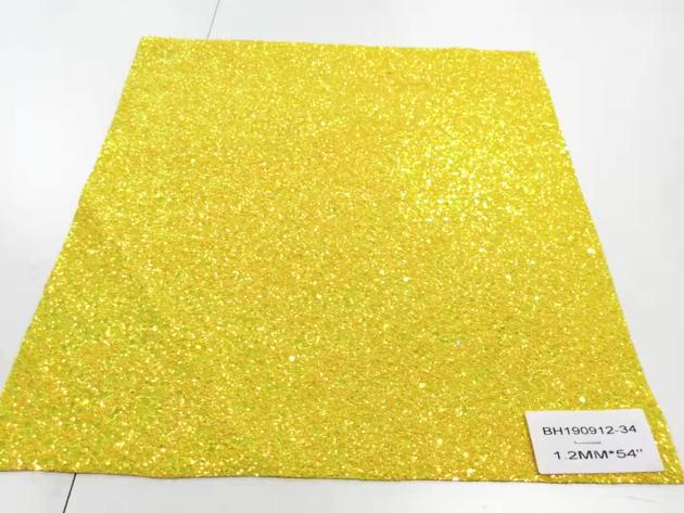 BH190912-34 Yellow Color Glitter Leather 1.2mm*54"