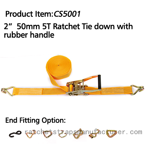 WDCS020501 2* 50mm 5T ratchet tie down with rubber handle