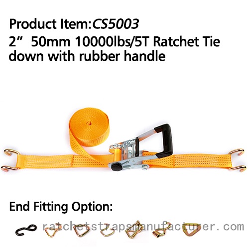 CS5003 2* 50mm 1000lbs/5T Ratchet Tie down with rubber handle