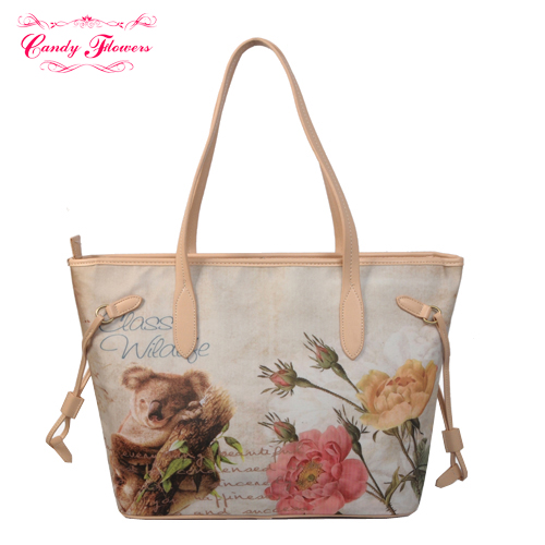 Candy Flowers Handbag with Elegant Digital Print