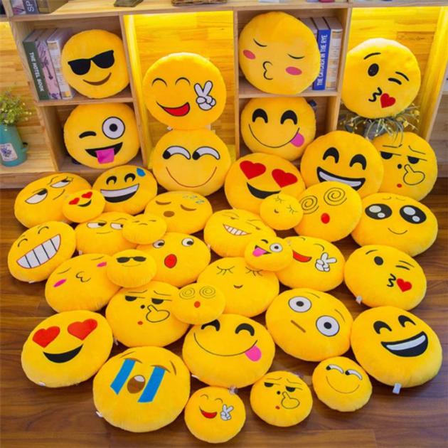 New Smiley Face QQ Emoji Pillows Soft Plush Emoticon Round Cushion Home Decor Cute Cartoon Toy Doll 
