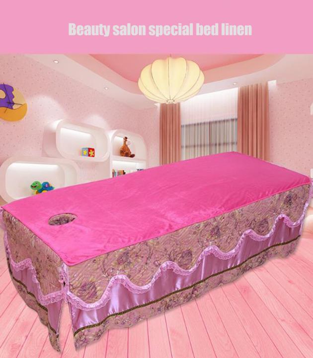 Massage Table Cloth Bed Cover Sheet Beauty Salon Spa Bed Cover Sheet with Face Hole Pure Color