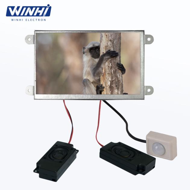 7inch metal shell open frame motion sensor audio player lcd video advertising monitor