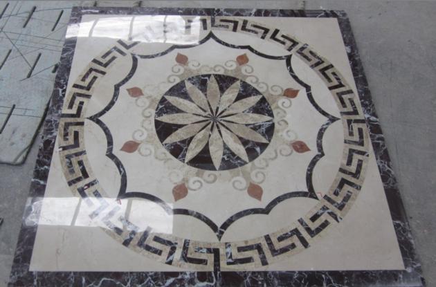 	 Beautiful Marble Handcarved Flower Waterjet Medallions